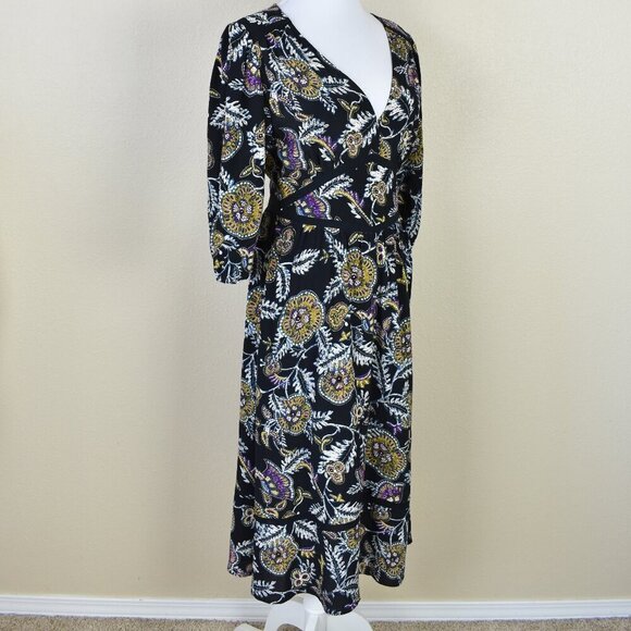 ba&sh Vienne Dress Noir Paisley Floral Midi - S - Picture 8 of 11